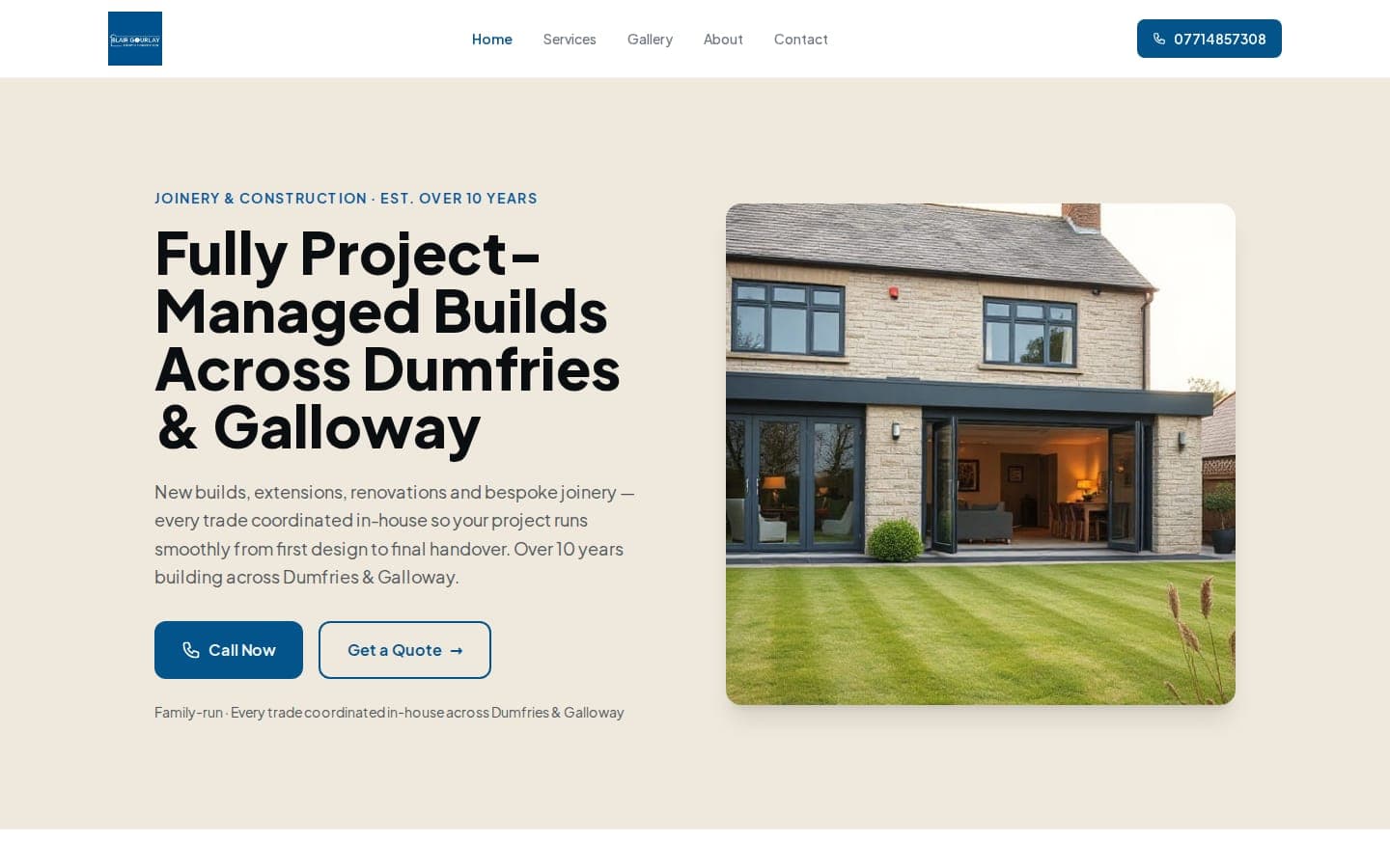 Example website we built for a joinery business in Dumfries & Galloway.